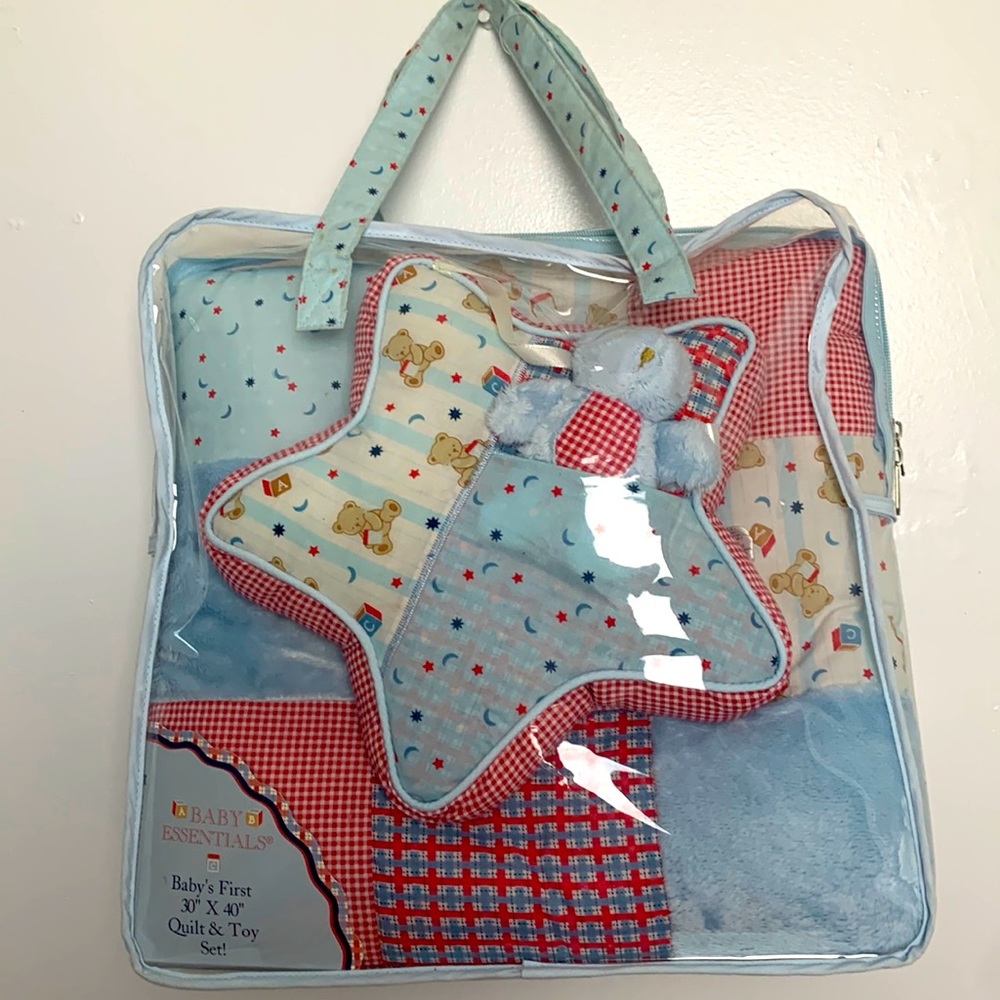Baby Essentials Baby’s First 30”x40” Quilt & Toy Set